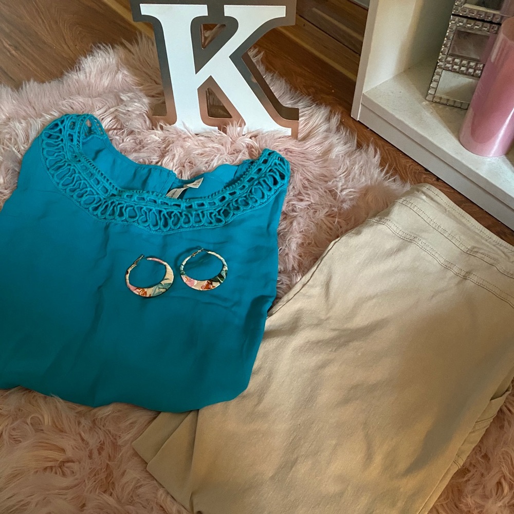 Teal colored Tacera Blouse